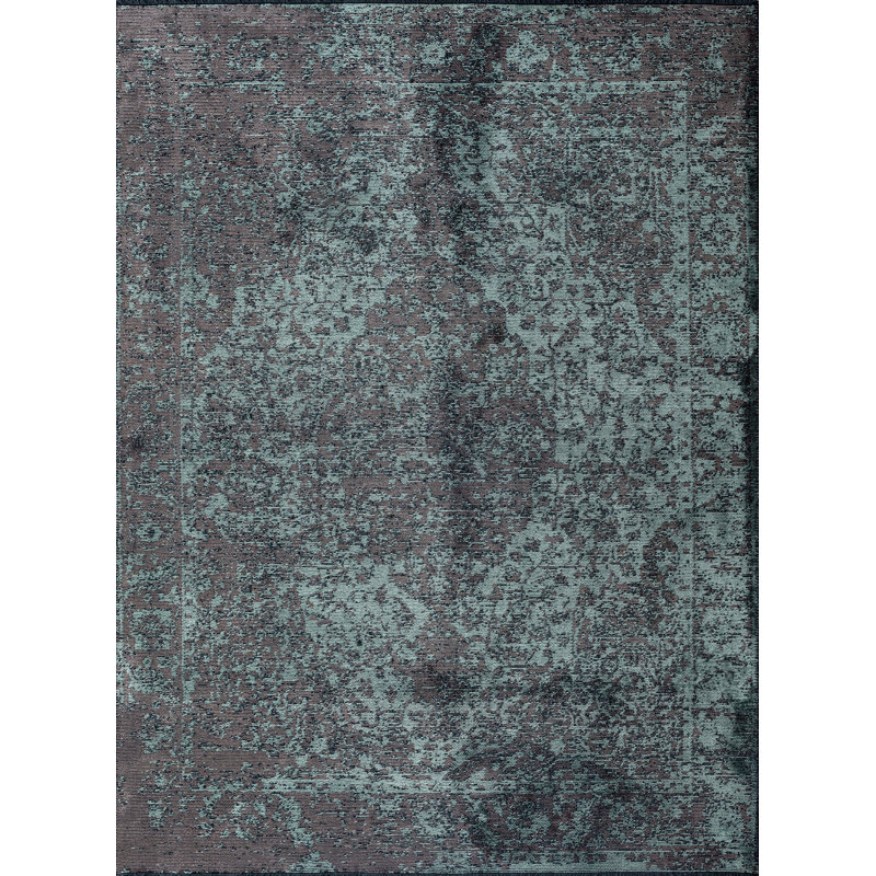 Rapture Blue/Dark Gray Damask Luxury Area Rug, Rectangle 7'10" x 9'10"