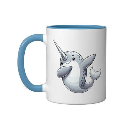 Narwhal Ceramic Mug, Orange/White, 11oz
