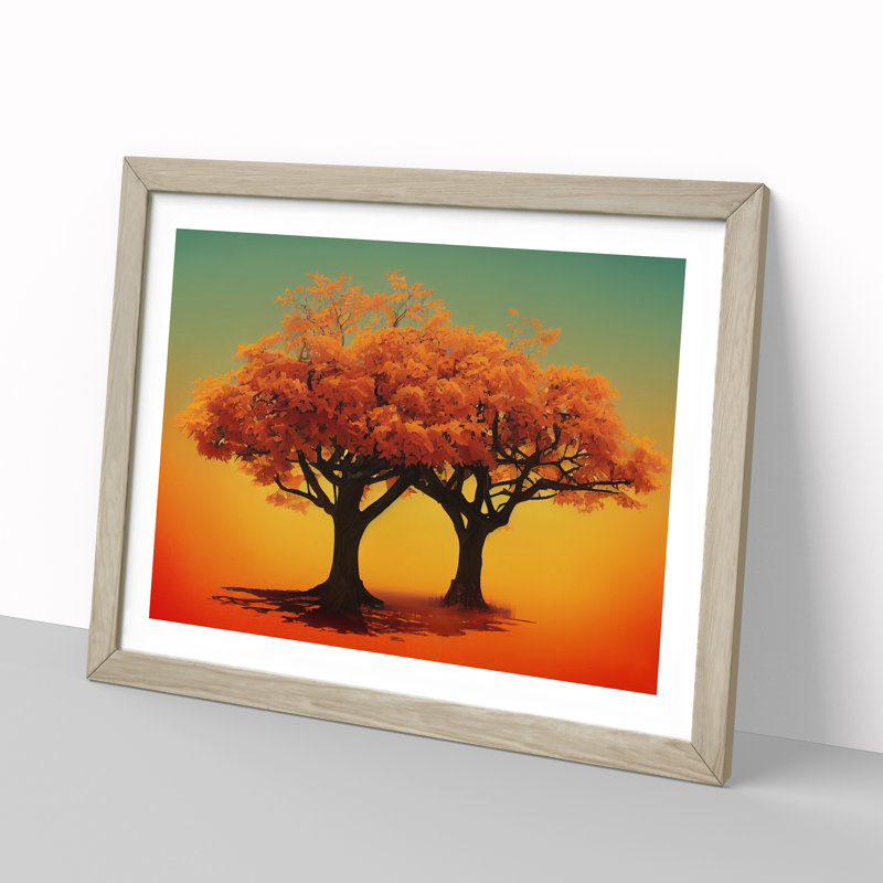 Blooming Trees 1 Piece Single Picture Frame Painting, 46cm H x 64cm W x 2cm D, Oak Framed