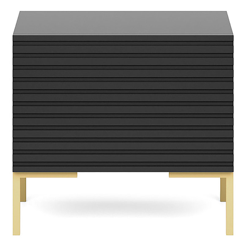 Alantis 46cm W Manufactured Wood Bedside Table, Black