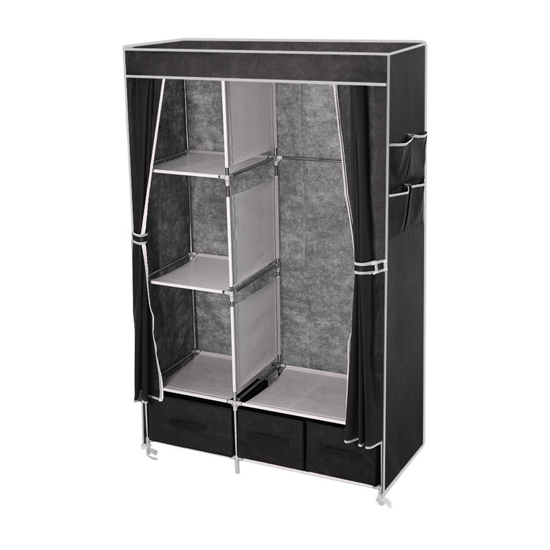 104cm Portable Wardrobe, Black
