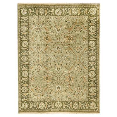 High-Quality Hand-Knotted Green Area Rug