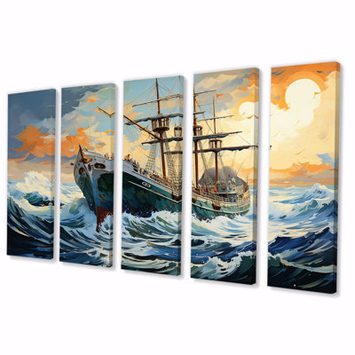 The Pirate Boat Odyssey S Voyage II - Classics, art mural 5 pièces