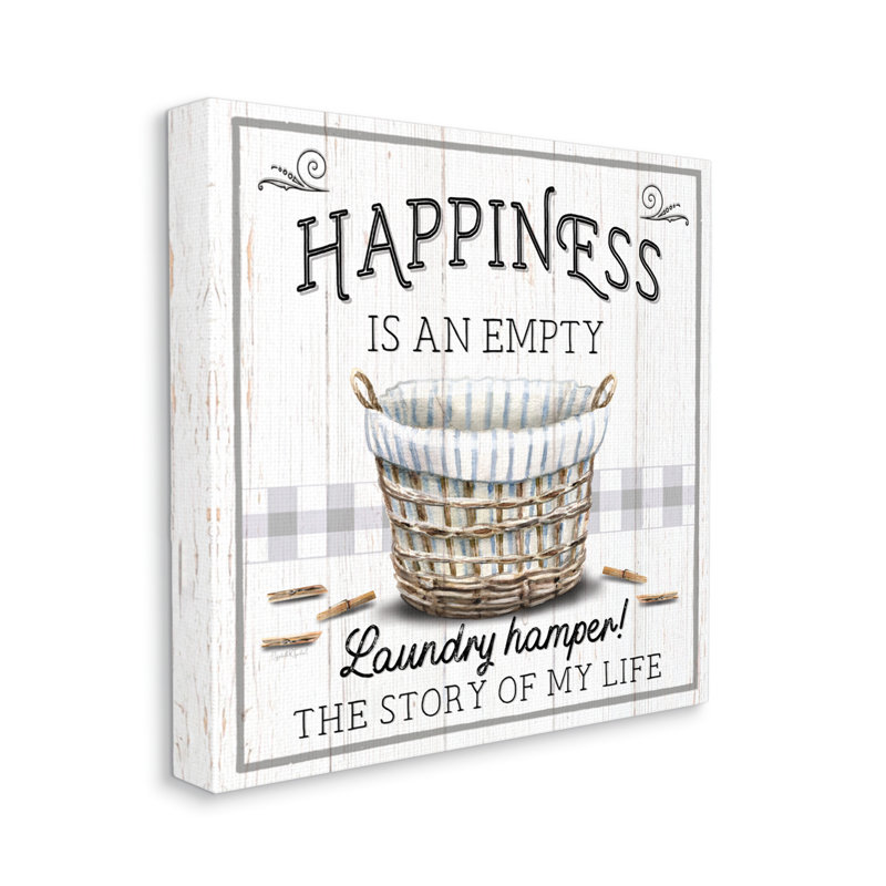 «Happiness is Empty Laundry Basket» par Elizabeth Tyndall, reproduction sur toile tendue, H 17 po x l 17 po x P 1,5 po