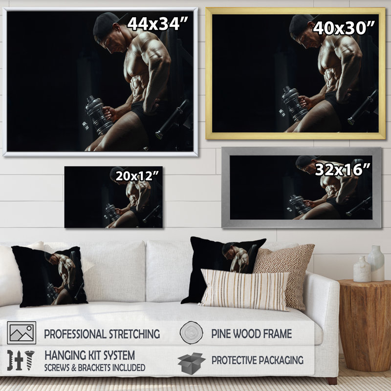 Cambell - salon d'art aérobique et de musculation_106249, H 34 po x l 44 po x P 1,5 po, Impression dorée sur toile encadrée