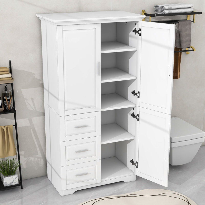 Armoire de salle de bain autoportante fébiya, Blanc