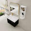 Meuble-lavabo de salle de bain de 30 po, lavabo en résine épaisse, armoire à double porte pour le rangement, fonction de fermeture en douceur, et trois supports de rangement séparés, couleur de châtaignier noir avec armoire à rebord, mécanisme, chatoiement