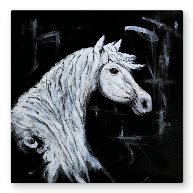 Horse Profile View - Black Metal Print for Home Decor