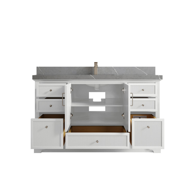 Alys 60" Single Bathroom Vanity Set (Pulls Option), Piatra Gray