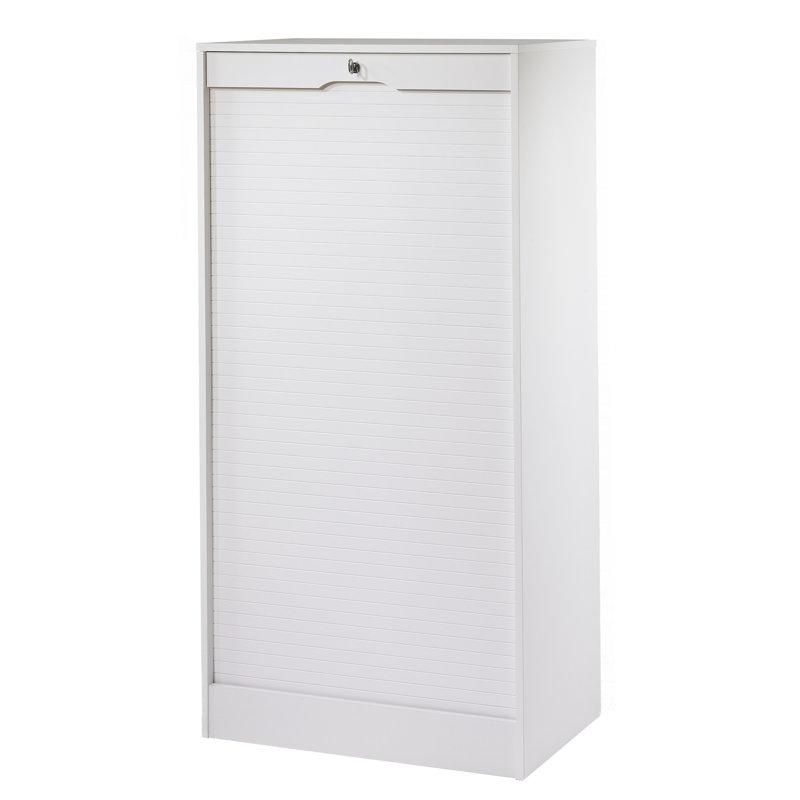 Cauley 1 -Door 16 -Shelf Tambour Unit, White