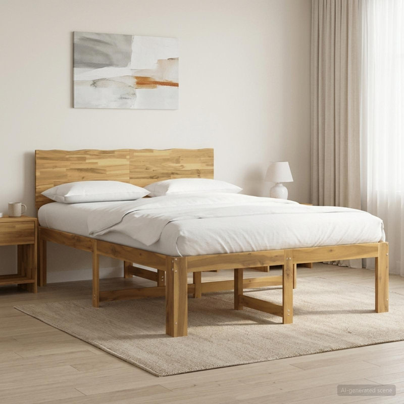 Solid Wood Bed Frame, Small Double (4'), White
