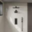Ensemble de robinet de pomme de douche double 12 po et 6 po avec douchette combinée à main Rugen, système de douche à 3 fonctions avec pomme de douche à effet pluie, valve thermostatique incluse, luminaire de salle de bain-120193530