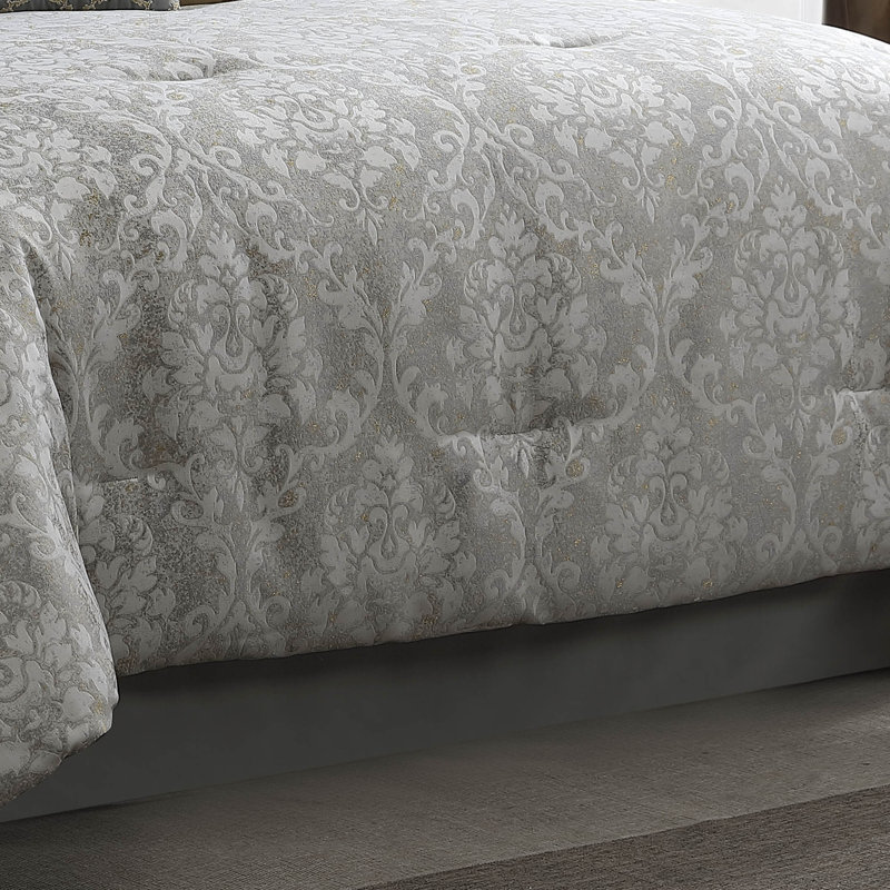 Lantana Gray and Gold 9-Piece Queen Comforter Set