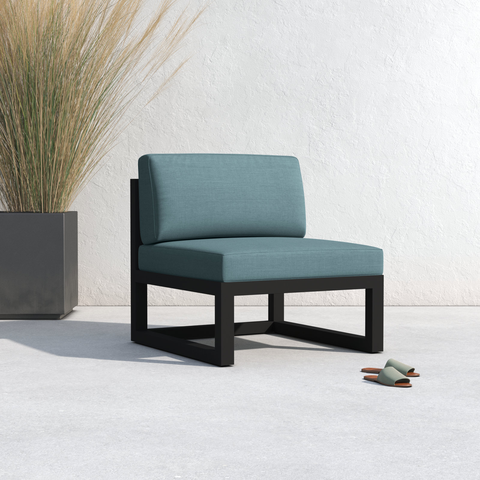Smith Sunbrella® Patio Lounge Chair, Canvas Natural, Black