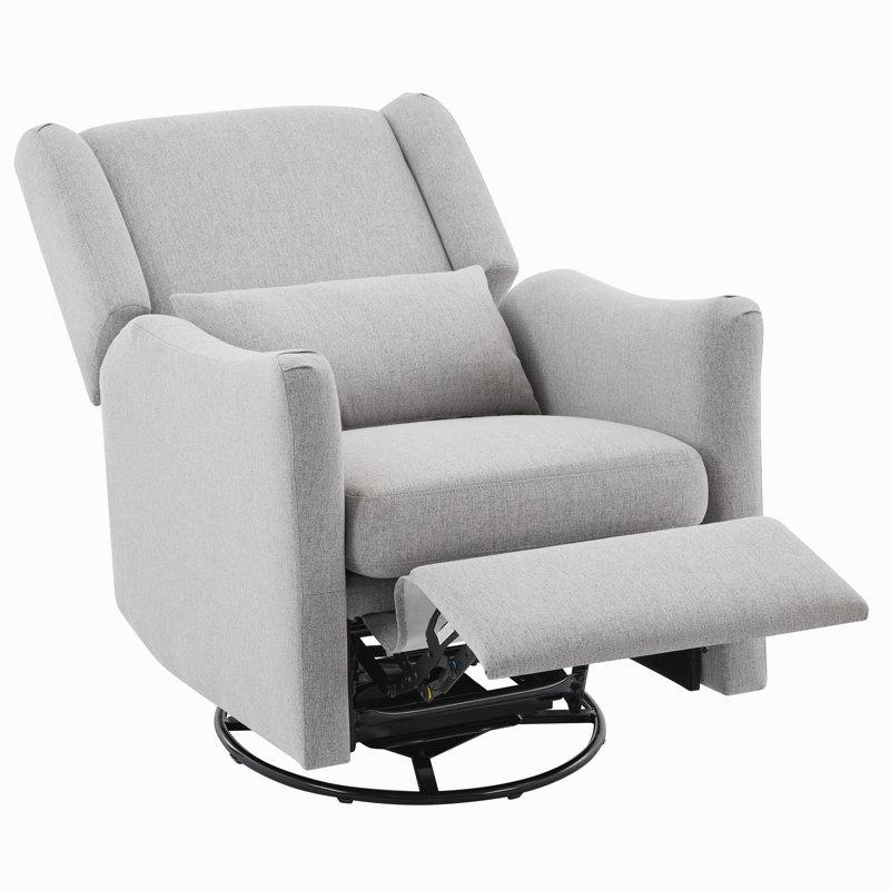 29.5'' W Swivel Rocker Recliner Chair, Gray Linen