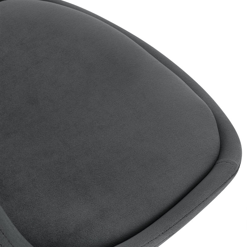 Aljosha Swivel Upholstered Velvet Adjustable Height Bar Stool with Steel Frame, Dark Grey, 1