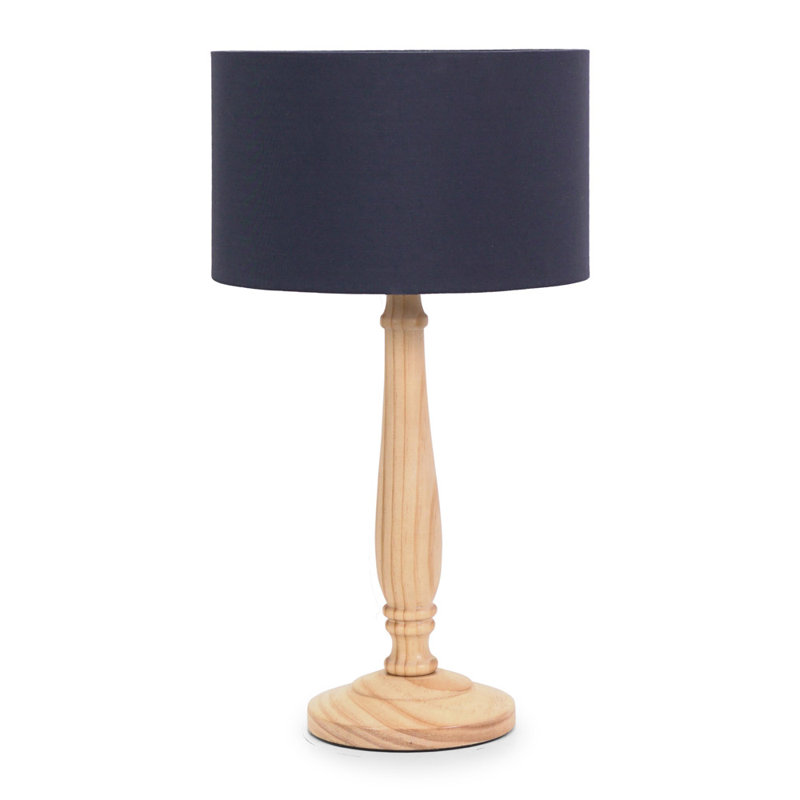 Annum Wood Table Lamp, Yes, Navy Blue, Natural