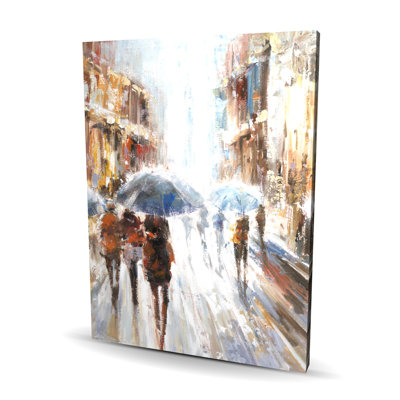 Abstract Passersby in the City - Brown Canvas Home Decor