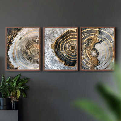 Abstract  Series  XCV  -Set Of 3 Framed Giclee Prints -Ready to Hang