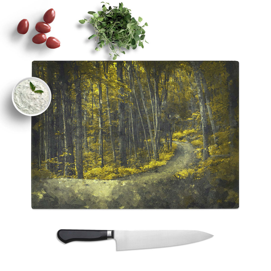 Tempered Glass Yellow Forest in Connecticut Chopping Board