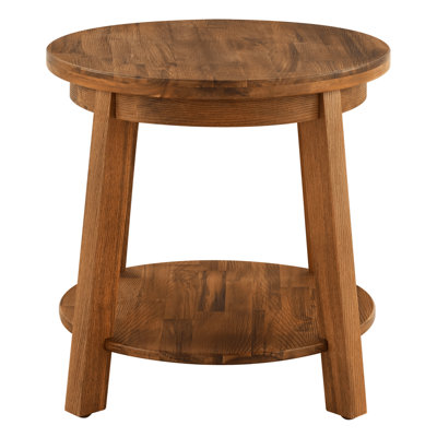 Round Acacia Wood Side Table