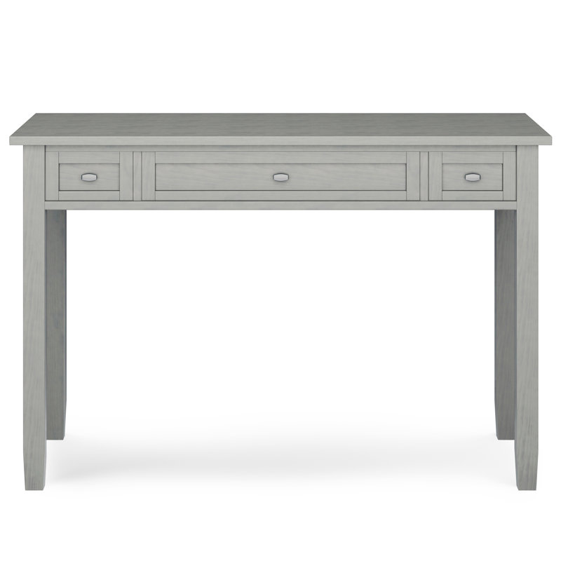 Warm Shaker 48"W Solid Wood Transitional Writing Desk with Flip-Down Keyboard Tray and 2 Drawers, Fog Gray