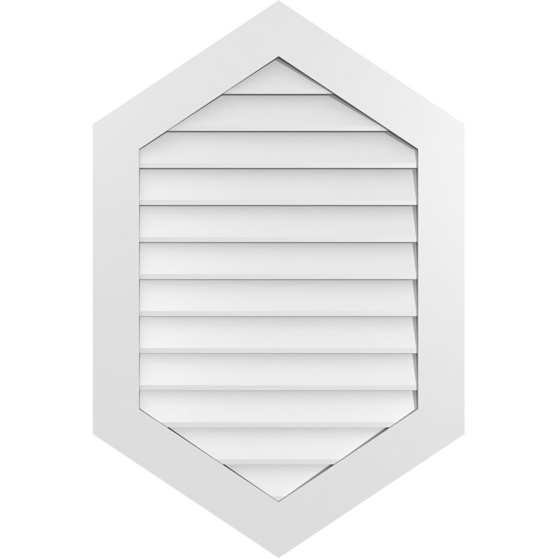 Vertical Peaked Surface Mount Signature Urethane Non-Functional Gable Vent 8/12 Pitch Primed Tan, 42" H x 28" W x 1" D