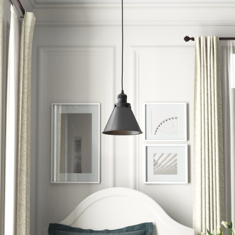 Luminaire suspendu conique à 1 lumière Donovan, Ampoule DEL 6 watts Vinage, Noir mat, Noir mat