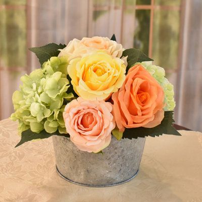 9 " Faux Rose in Planter