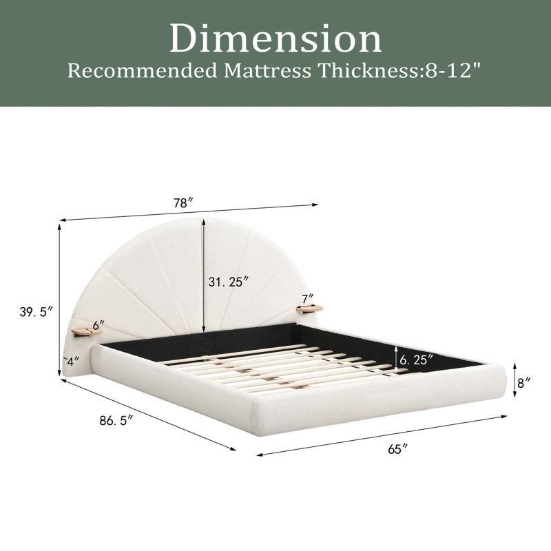 Unique Arched Boucle Bed With Small Table