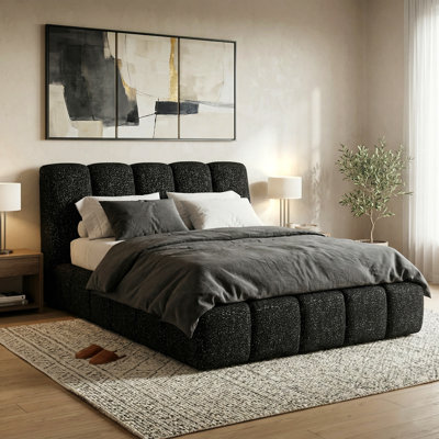 Premier Modern Bouclé Channel Tufted Platform Bed