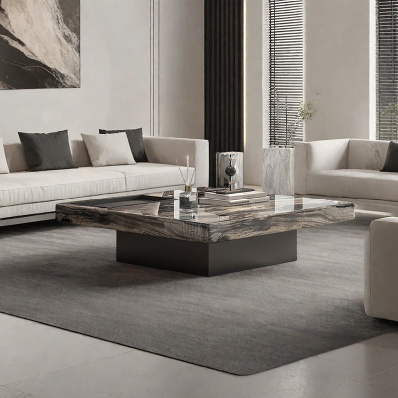Italian marble square coffee table, 13.8'' H x 47.2'' L x 47.2'' W