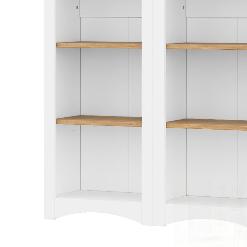 Free Standing 5 Tier Bookshelves, Bookcases Set of 2, Farmhouse Two-Tone Storage Cabinet with Adjustable Shelves, Modern Kitchen Pantry Cabinet for Living Room, Home Office
