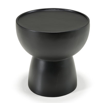 Table de bout ronde en faux marbre et noir moderne Haiven