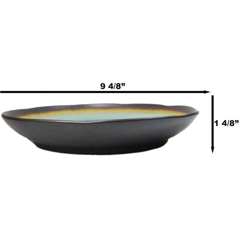 Ensemble de 6 assiettes plates rondes en céramique ondulée Midori Kannyu