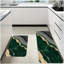 Green and Gold Marble Kitchen Rugs, Floor Mats for Home Decor, Mats for Kitchen & Bathroom 2-Piece Set
