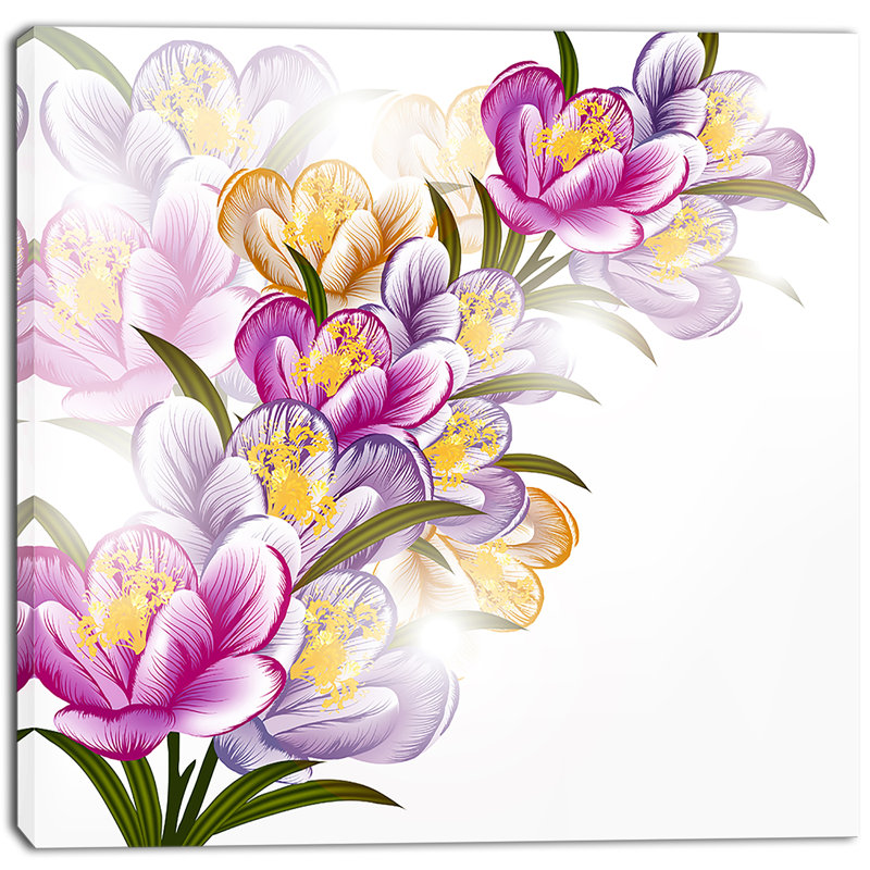 « vector purple floral », reproduction d’art sur toile tendue, H 30 po x l 30 po