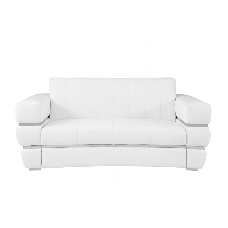 Causeuse en cuir italien à grain supérieur, Blanc