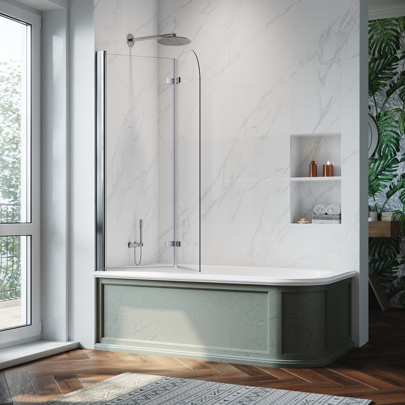 140cm, 270°rotating silent corner bathtub folding screen,Silver