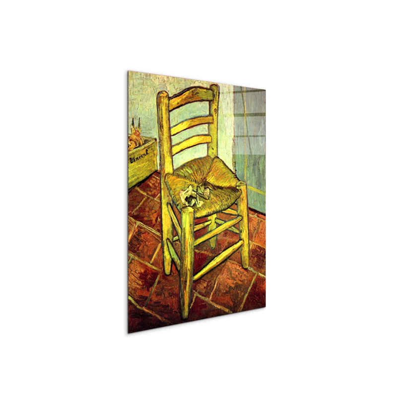 Vincent's chair with pipe By Van Gogh Vincent 80cm H X 60cm W CrystalArt Material Acrylic Glass Effect, Frameless Panel Lightweight Ready to Hang
