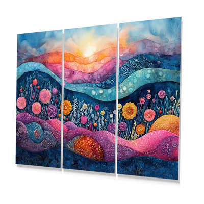 «Pink and Blue Coastal Coral Under Dream I», ensemble d'art mural côtier