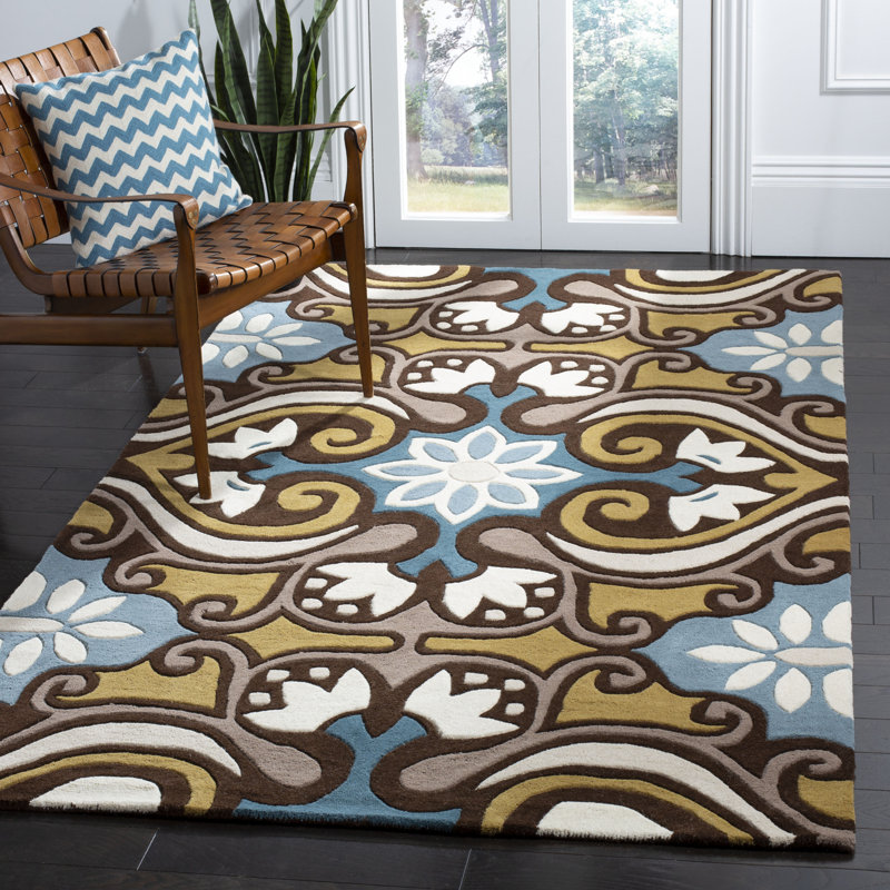 Amory Hand Tufted Wool Damask Rug, Rectangle 8' x 10'
