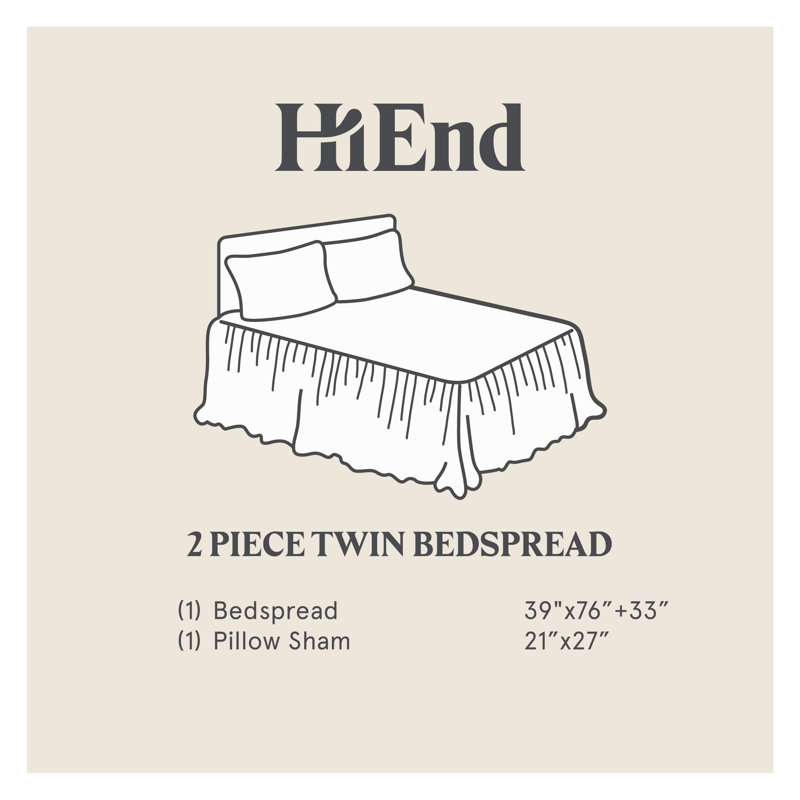 Stella Faux Silk Velvet Romantic Western Ruffle Skirt Bedspread Set, Twin Bedspread + 1 Standard Sham, Saffron