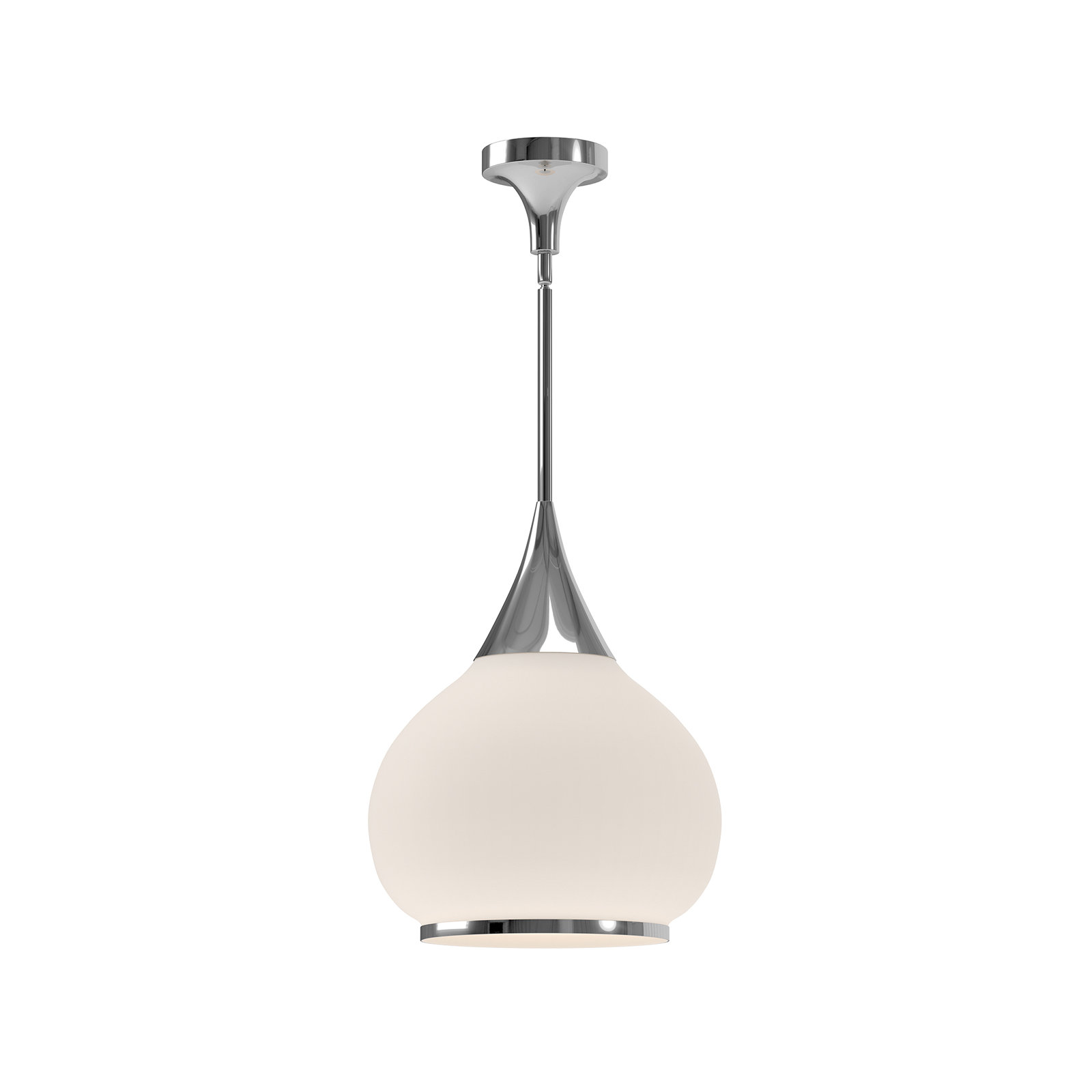 Hazel Single Light Glass Pendant, Chrome, Opal, 68" H x 14" W x 14.13" D