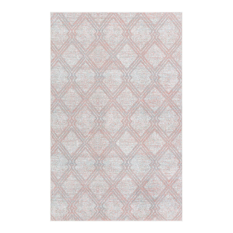 Tapis Langley Street® Modern Trellis Massie, Rectangle 6 pi 1 po x 9 pi, Pink