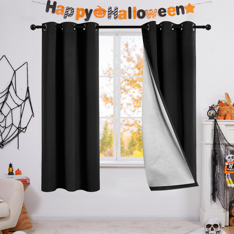 Centerview Blackout Curtains / Drapes Pair, Black, 42" W x 63" L