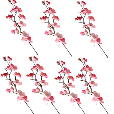 7 Pcs Faux Cherry Blossom Decor, Long Stem Artificial Flowers for Tall Vase, Cherry Blossom Tree Branches for Floral Arrangements Wedding Spring Decorations