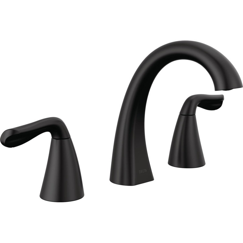 Arvo Widespread Bathroom Faucet 3 Hole, 2-handle Bathroom Sink Faucet with Drain Assembly, Matte Black