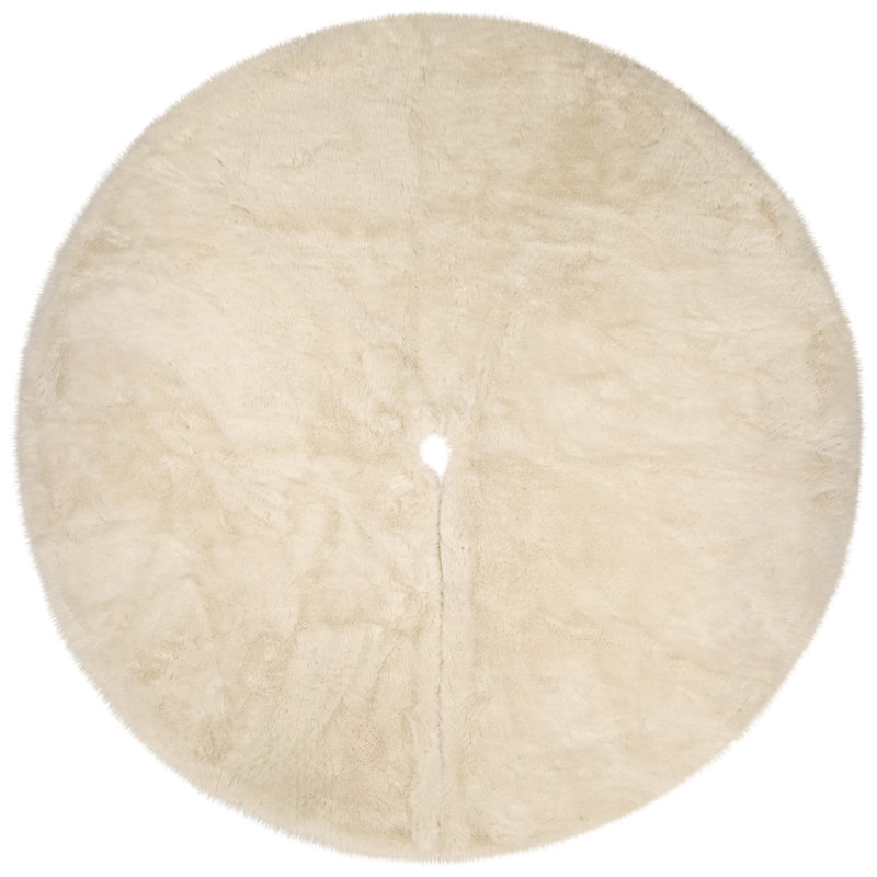 Jupe d'arbre de Noël en fausse fourrure, L 72 po, Crème, crème