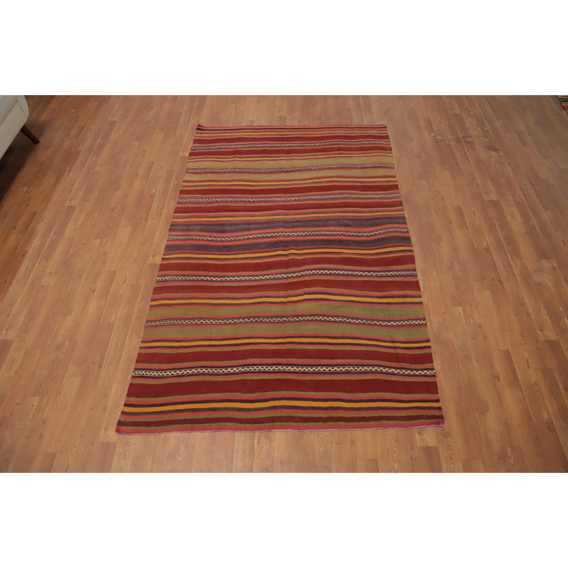 Tapis kilim en laine fabriqué à la main teint dans la masse 5 x 7